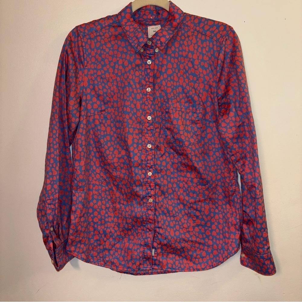 Gap The Shrunken Boyfriend" Printed Sateen Shirt Size S - Picture 2 of 9
